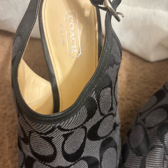 Black COACH wedge peep toe wedges - Picture 2 of 2